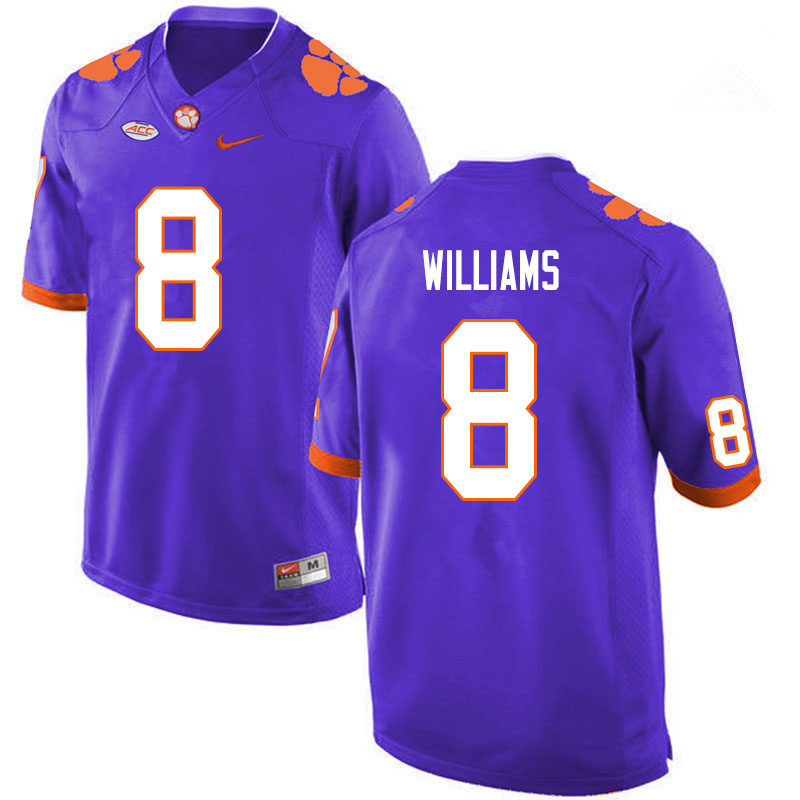 Men #8 Tre Williams Clemson Tigers College Football Jerseys Sale-Purple - Click Image to Close